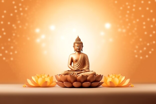 Budda siedzi w vesak budda purnima dzień z kopii przestrzeni Tło dla vesak festiwalu dnia