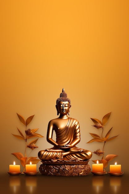 Budda siedzi w vesak budda purnima dzień z kopii przestrzeni Tło dla vesak festiwalu dnia