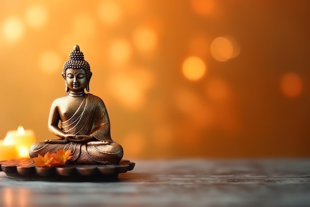 Budda siedzi w vesak budda purnima dzień z kopii przestrzeni Tło dla vesak festiwalu dnia