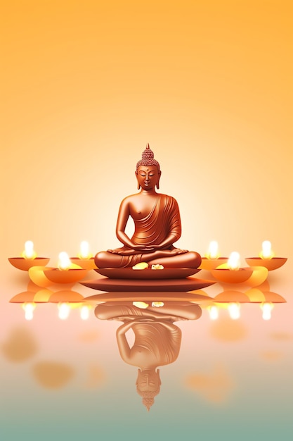 Budda siedzi w vesak budda purnima dzień z kopii przestrzeni Tło dla vesak festiwalu dnia