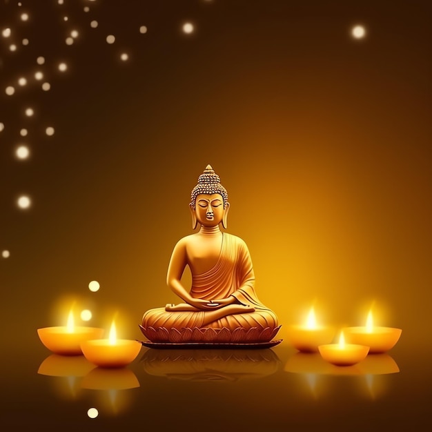 Budda siedzi w vesak budda purnima dzień z kopii przestrzeni Tło dla vesak festiwalu dnia