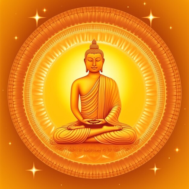 Budda siedzi w vesak budda purnima dzień z kopiowania przestrzeni Tło dla vesak festiwalu dnia