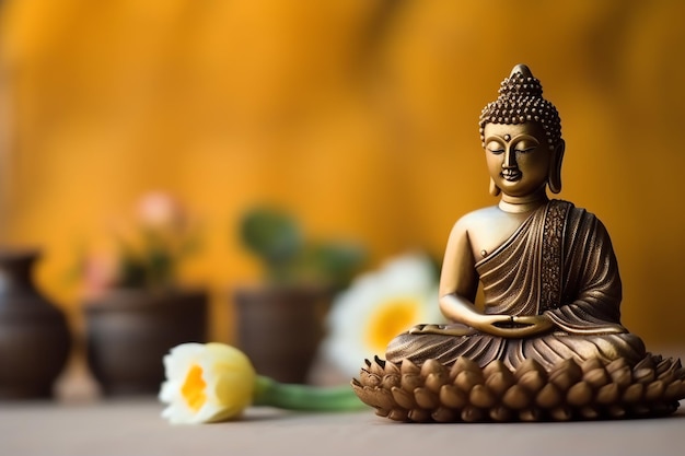 Budda siedzi w vesak budda purnima dzień z kopiowania przestrzeni Tło dla vesak festiwalu dnia