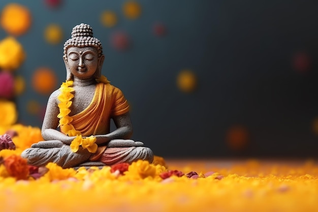 Budda siedzi w vesak budda purnima dzień z kopiowania przestrzeni Tło dla vesak festiwalu dnia