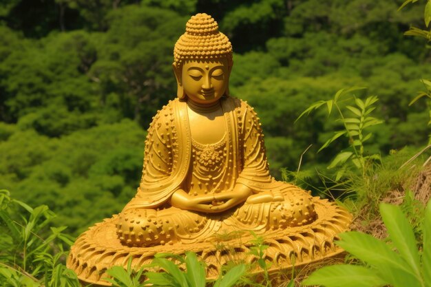 Buddyzm indyjska religia boga pokoju Buddy w pozycji lotosu modli się o pokój na świecie Święty posąg czczenie wszystkich wierzących