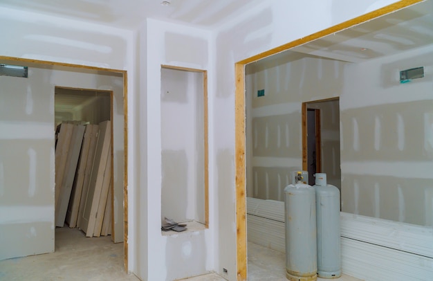 Budownictwo nowe budownictwo mieszkaniowe wnętrze suchej zabudowy i szczegóły wykończenia