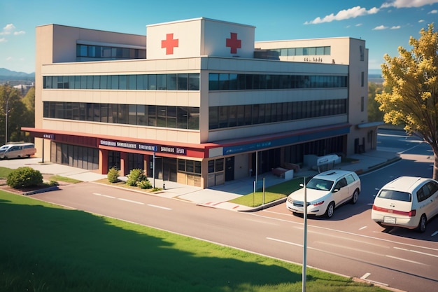 Zdjęcie budynek szpitala czerwonego krzyża instytucja medyczna leczenie choroby tapeta tło