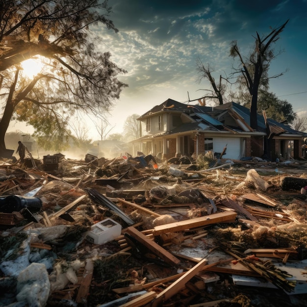 Budynek zniszczony przez tornado