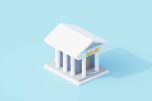 Budynki bankowe pojedynczy izolowany obiekt. Renderowanie 3d