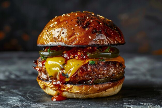 Buffalo Chicken Stuffed Jalapeno Burger hamburger z jedzeniem