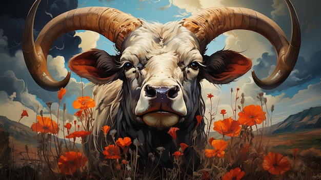 buffalo krajobraz tło ilustracja sztuka