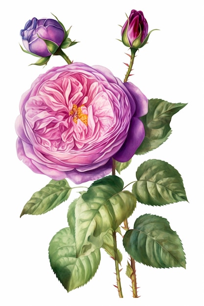 Bukiet fioletowych róż na białym tle akwarela ilustracja