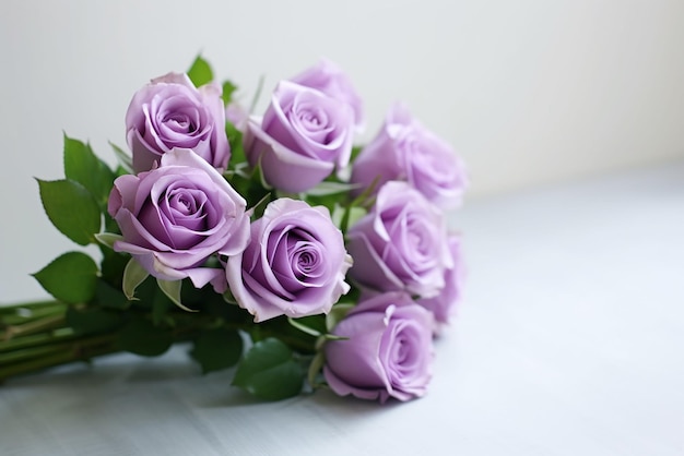 Bukiet fioletowych róż na białym tle Utworzony za pomocą generatywnych narzędzi AI