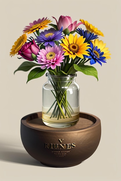 Zdjęcie bukiet kolorowych kwiatów kreatywny ornament dekoracja prosta tapeta tło