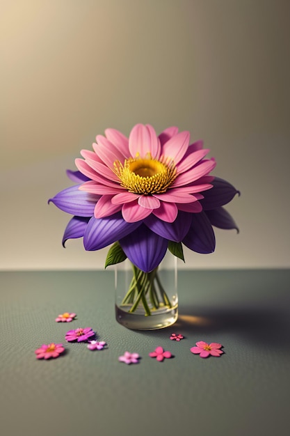 Bukiet kolorowych kwiatów kreatywny ornament dekoracja prosta tapeta tło