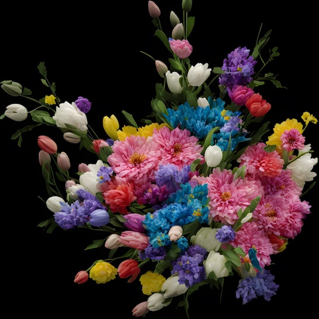 Bukiet kwiatów Cyfrowy malowane kompozycje kwiatowe Wielokolorowe kwiaty tła Generative AI