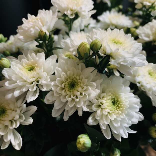 Bukiet kwiatów, które są białe i zielone
