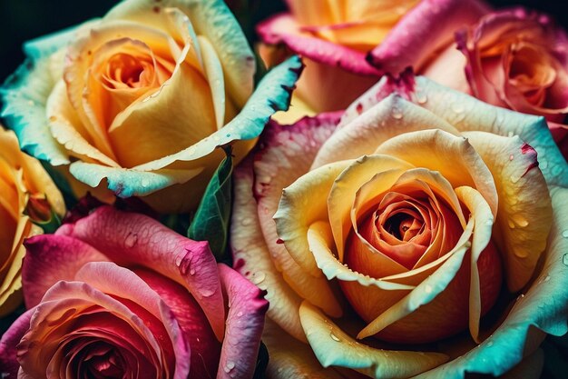 Zdjęcie bukiet kwiatów o różnych kolorach i kolorach