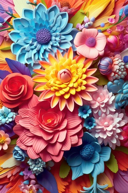 Bukiet kwiatów w stylu vintage urok 3D