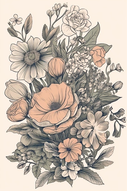 Zdjęcie bukiet kwiatów z białym tłem