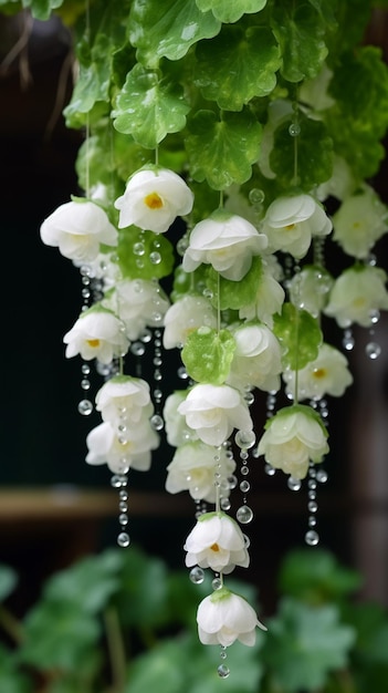 Bukiet kwiatów z kroplami wody na nich