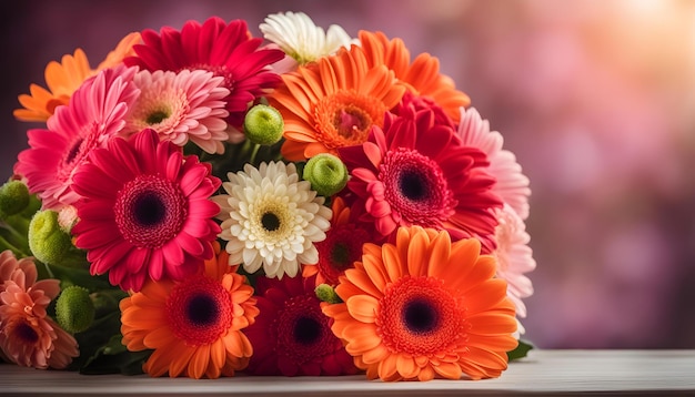 Zdjęcie bukiet kwiatów z pomarańczowymi i różowymi kwiatami