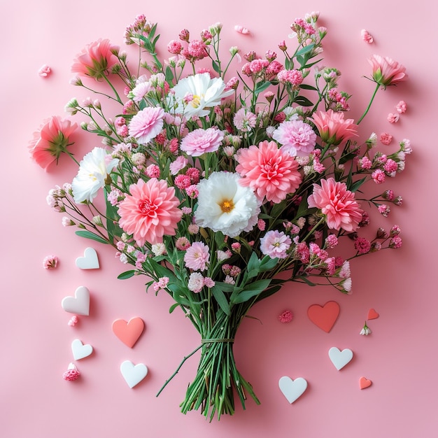 Bukiet pięknych wiosennych kwiatów i papier piękny kwiat wektor bezpłatne zdjęcie