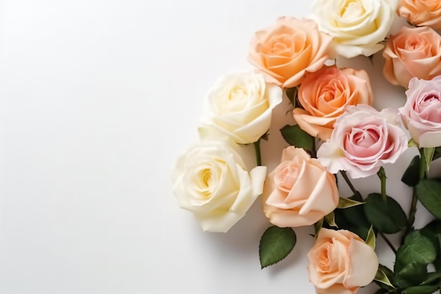Bukiet róż na białym tle