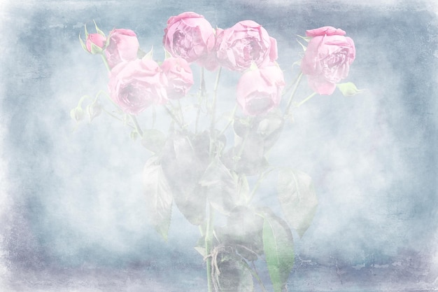 bukiet różowych róż w tle / koncepcja wakacje, piękne różowe kwiaty w tle