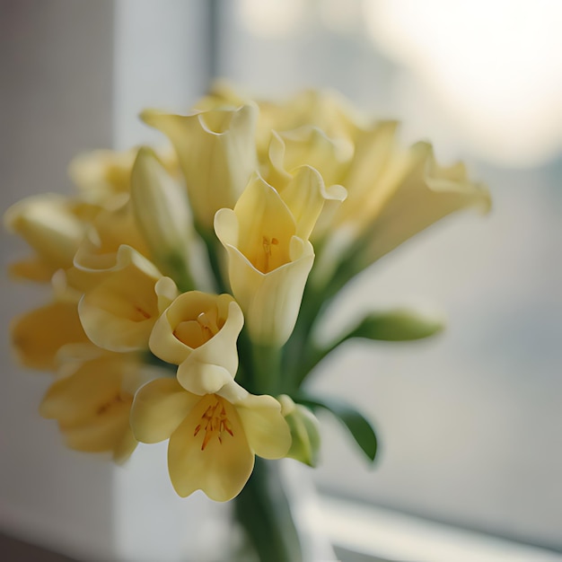 bukiet żółtych kwiatów z słowami "wiosna" na dole