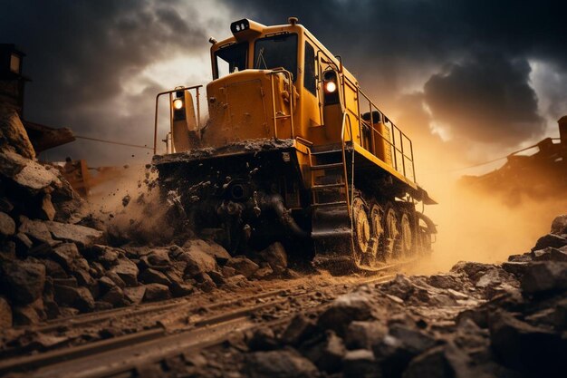 Buldozer z pociągiem przejeżdżającym Best Bulldozer photo