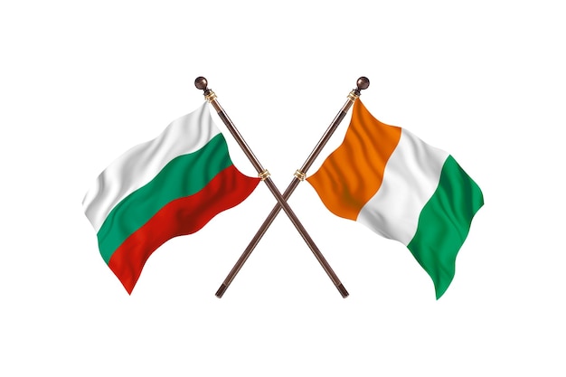 Bułgaria kontra Wybrzeże Kości Słoniowej Dwa kraje flagi tła