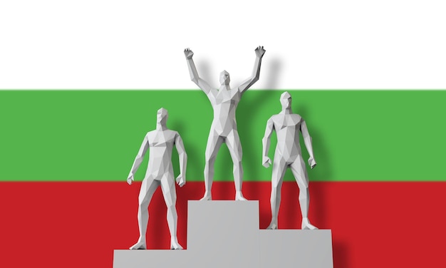 Bułgarscy zwycięzcy stanęli na podium zwycięzców świętując d render