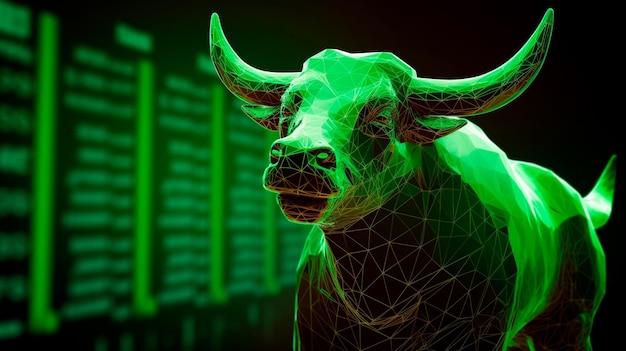 Bullish dywergencja na giełdzie i kryptowalutach z zielonym tłem wykresu Generative AI ilustrator