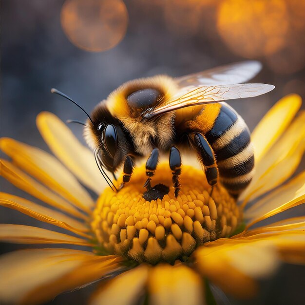 Bumblebee na żółtym kwiecie