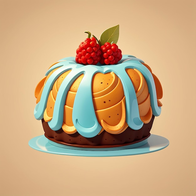 Zdjęcie bundt cake cartoon icon wektor ilustracja koncepcja ikony żywności izolowany premium wektor płaski styl karikaturowy