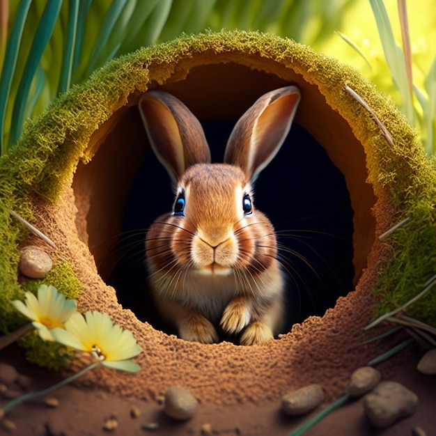 Bunny In Hole AI Generative