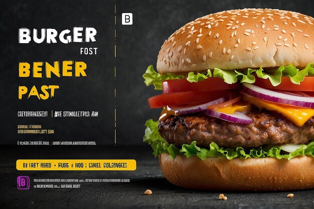 Zdjęcie burger bener social media post design templetbener żywność