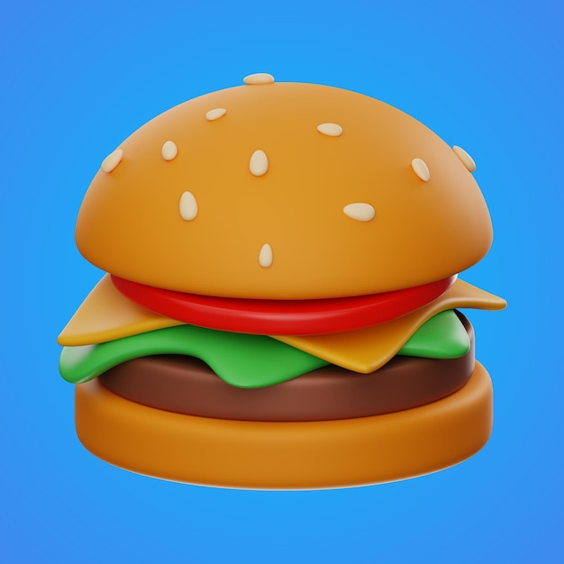 burger fast food i napój ikona renderowania 3d na na białym tle