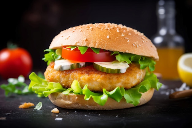 Burger fast food zbliżenie Menu serów Generuj AI