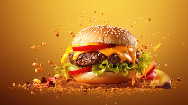 Burger hamburger cheeseburger fastfood Baner internetowy z miejsca kopiowania Generative AI