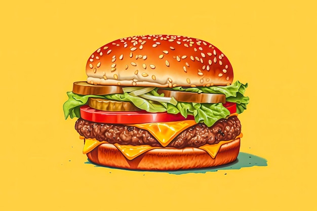 Burger Ilustracja Jedzenie Ilustracja generatywna AI