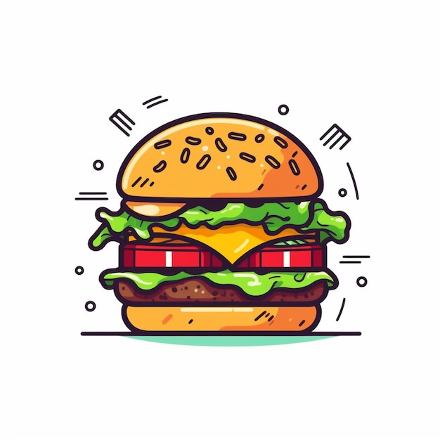 Zdjęcie burger logo wektor płaskie białe tło