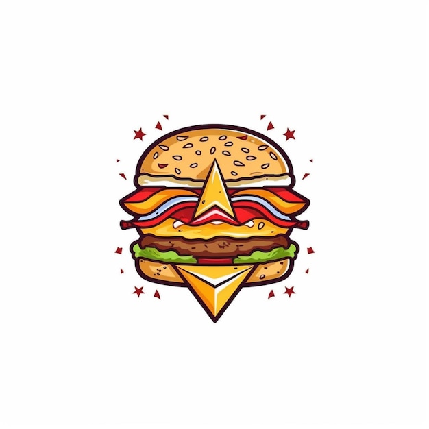 burger logo wektor płaskie białe tło