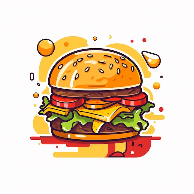 burger logo wektor płaskie białe tło