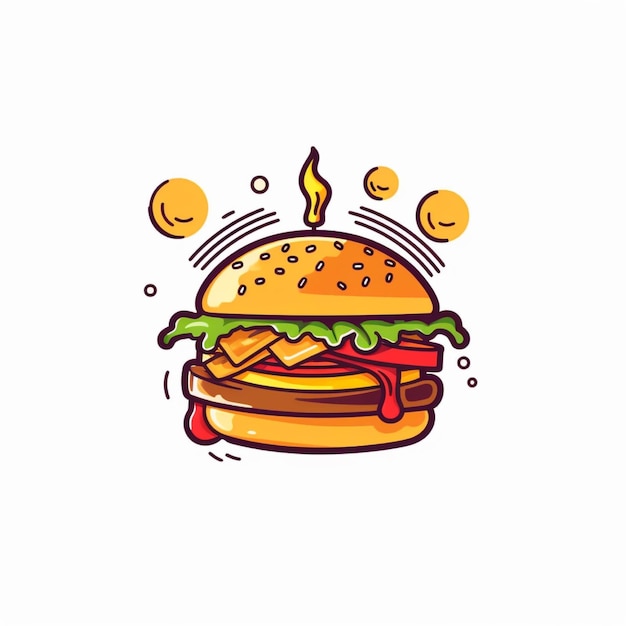 burger logo wektor płaskie białe tło