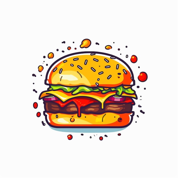 burger logo wektor płaskie białe tło