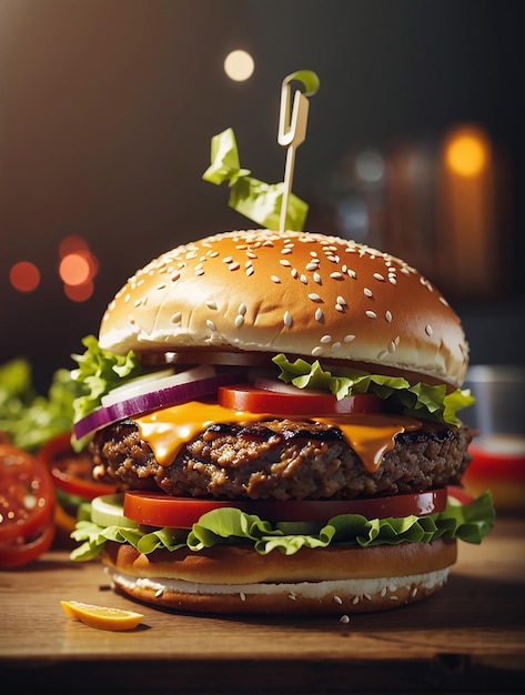 Burger smaczne samodzielnie na białym tle Świeży hamburger fastfood z wołowiną i serem