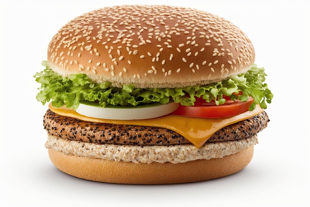 Burger wyizolowany na białym tle Ilustracja AI Generative