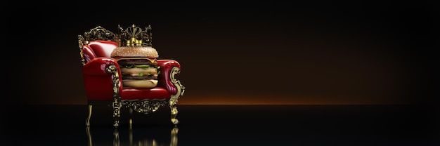 Burger z renderowaniem 3d korony